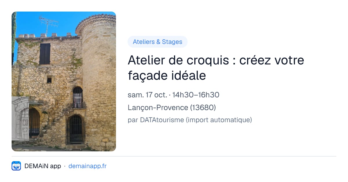 Atelier de croquis : créez votre façade idéale — Lançon-Provence