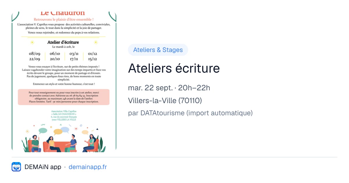Ateliers écriture — Villers-la-Ville