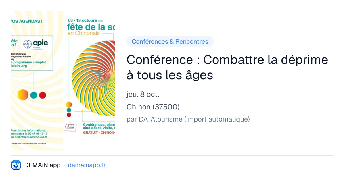 Conférence : Combattre la déprime à tous les âges — Chinon