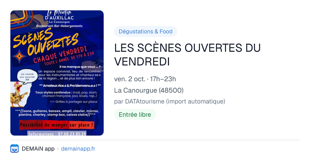 LES SCÈNES OUVERTES DU VENDREDI — La Canourgue