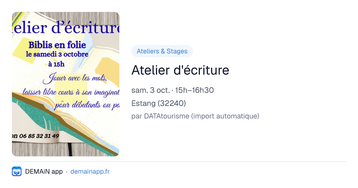 Atelier d'écriture — Estang