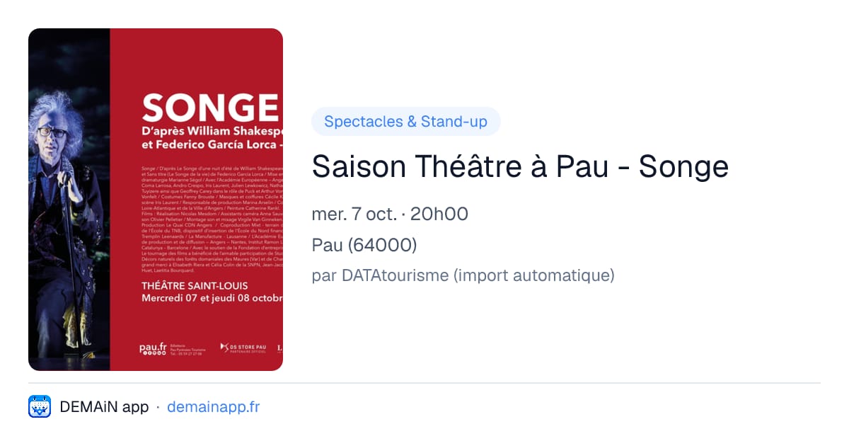Saison Théâtre à Pau - Songe — Pau