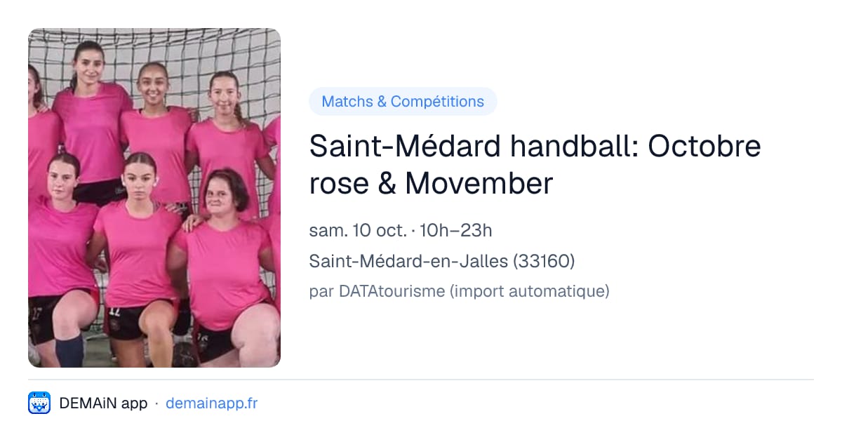 Saint-Médard handball: Octobre rose & Movember — Saint-Médard-en-Jalles