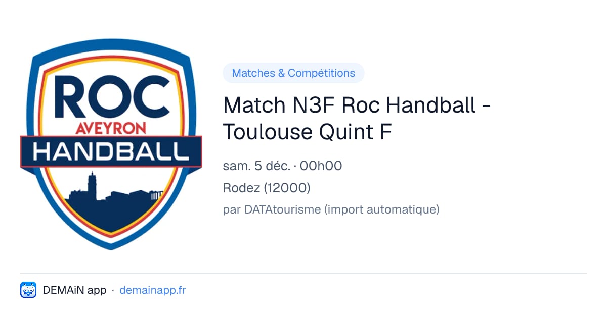 Match N3F Roc Handball - Toulouse Quint F — Rodez