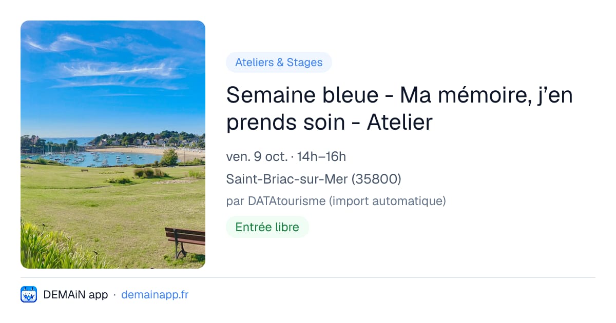 Semaine bleue - Ma mémoire, j’en prends soin - Atelier — Saint-Briac-sur-Mer
