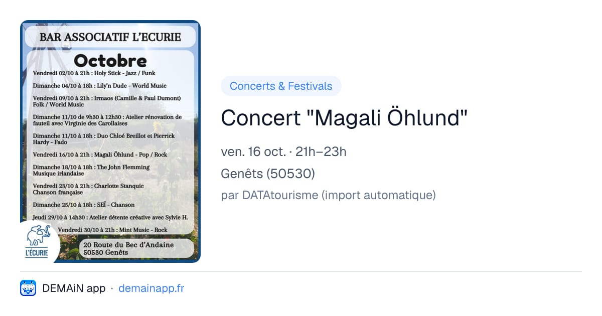 Concert "Magali Öhlund" — Genêts