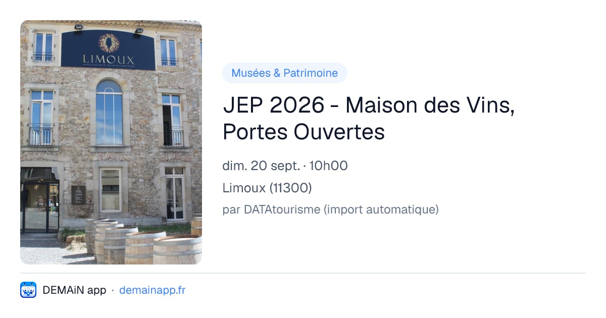 JEP 2026 - Maison des Vins, Portes Ouvertes — Limoux