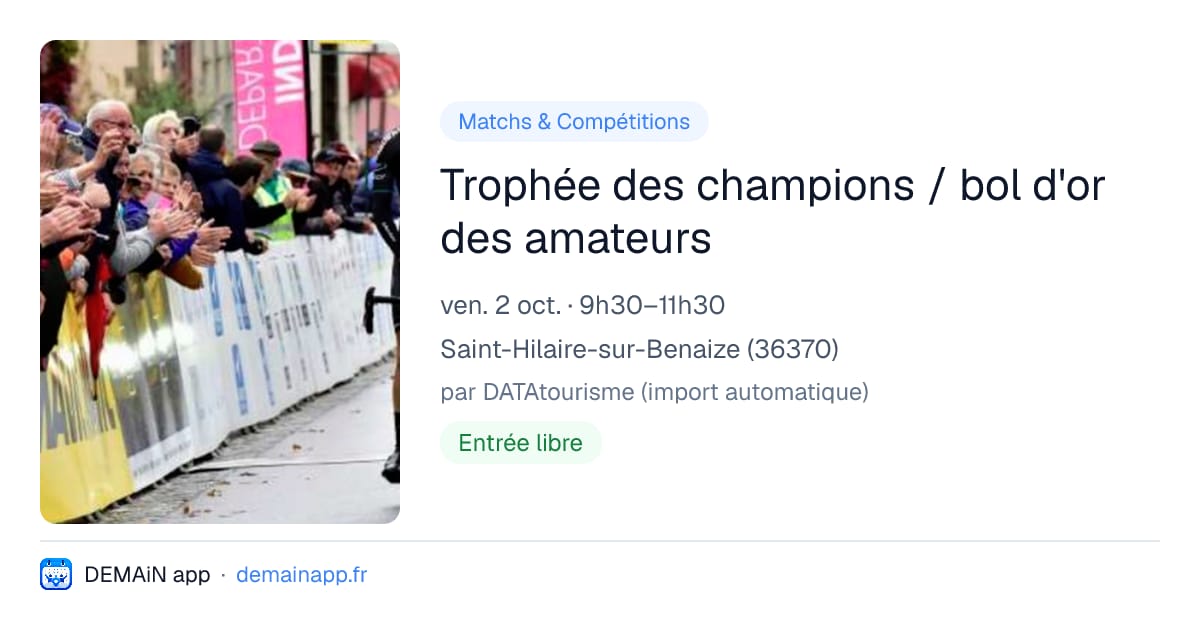 Trophée des champions / bol d'or des amateurs — Saint-Hilaire-sur-Benaize
