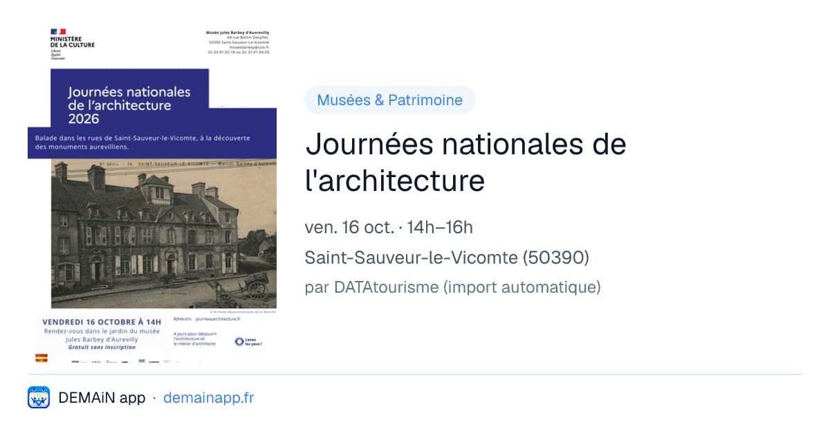 Journées nationales de l'architecture — Saint-Sauveur-le-Vicomte