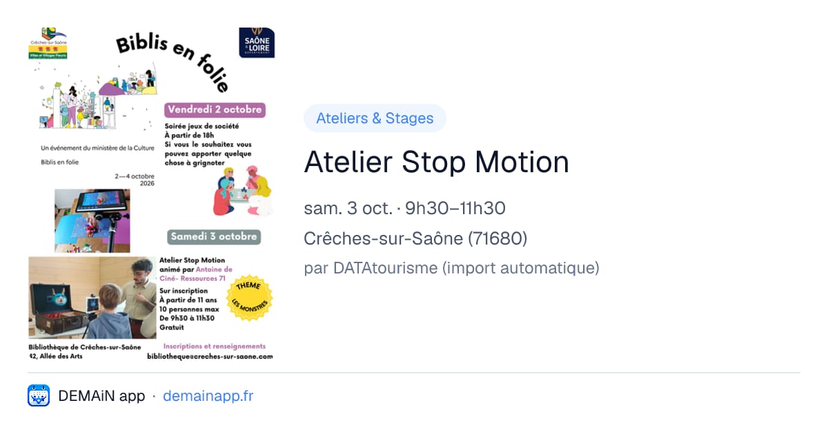 Atelier Stop Motion — Crêches-sur-Saône