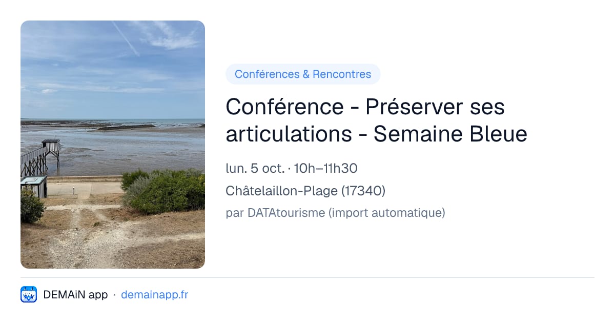 Conférence - Préserver ses articulations - Semaine Bleue — Châtelaillon-Plage