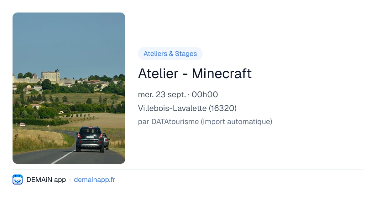 Atelier - Minecraft — Villebois-Lavalette