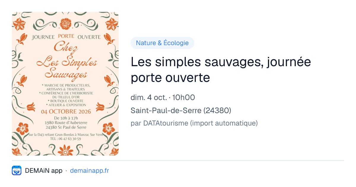 Les simples sauvages, journée porte ouverte — Saint-Paul-de-Serre