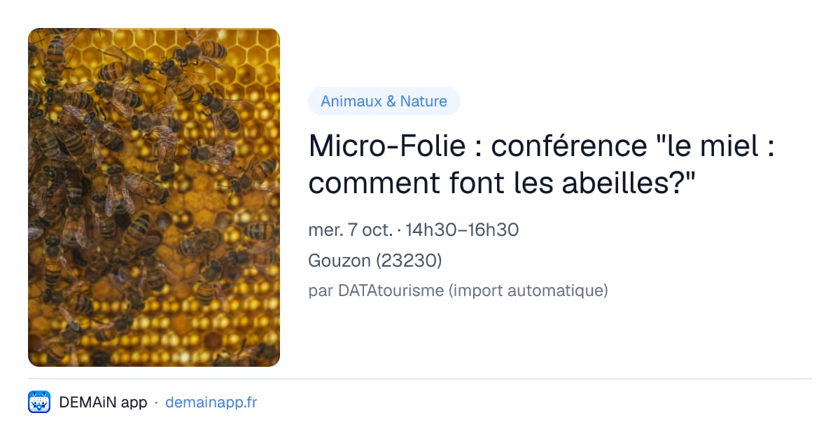Micro-Folie : conférence "le miel : comment font les abeilles?" — Gouzon