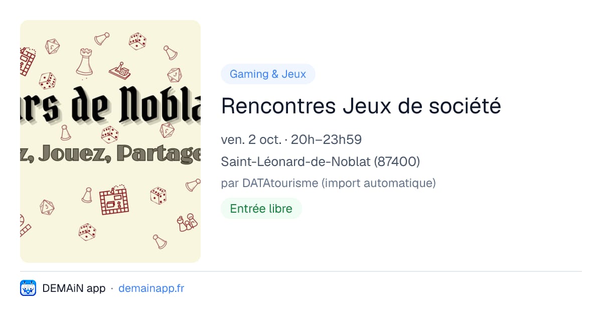 Rencontres Jeux de société — Saint-Léonard-de-Noblat