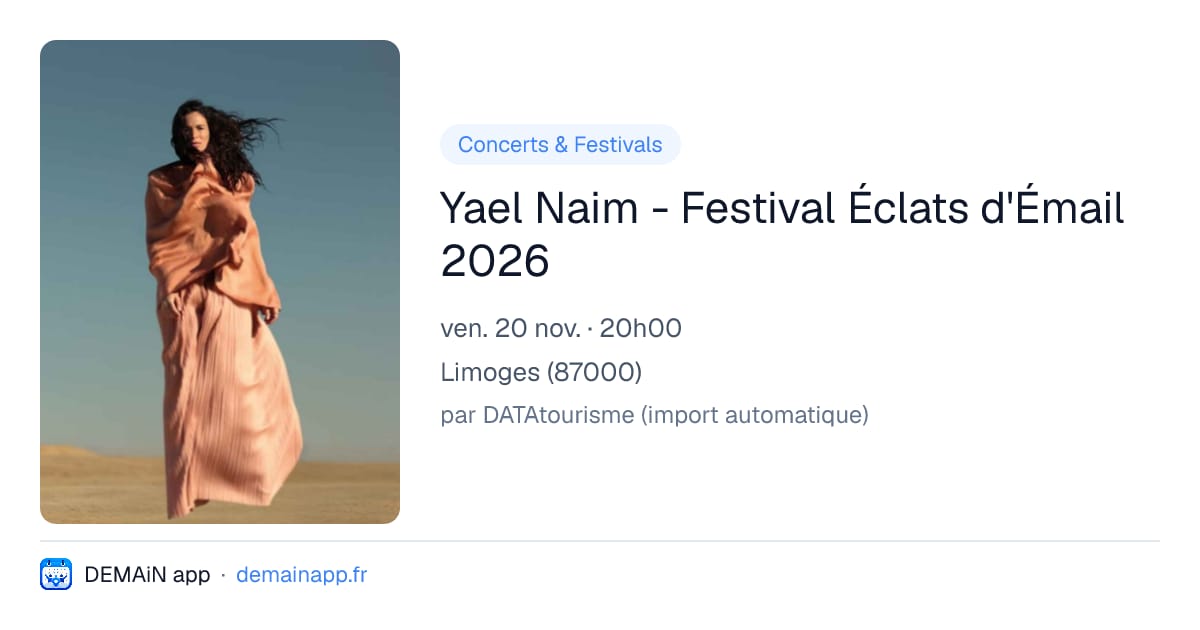 Yael Naim - Festival Éclats d'Émail 2026 — Limoges