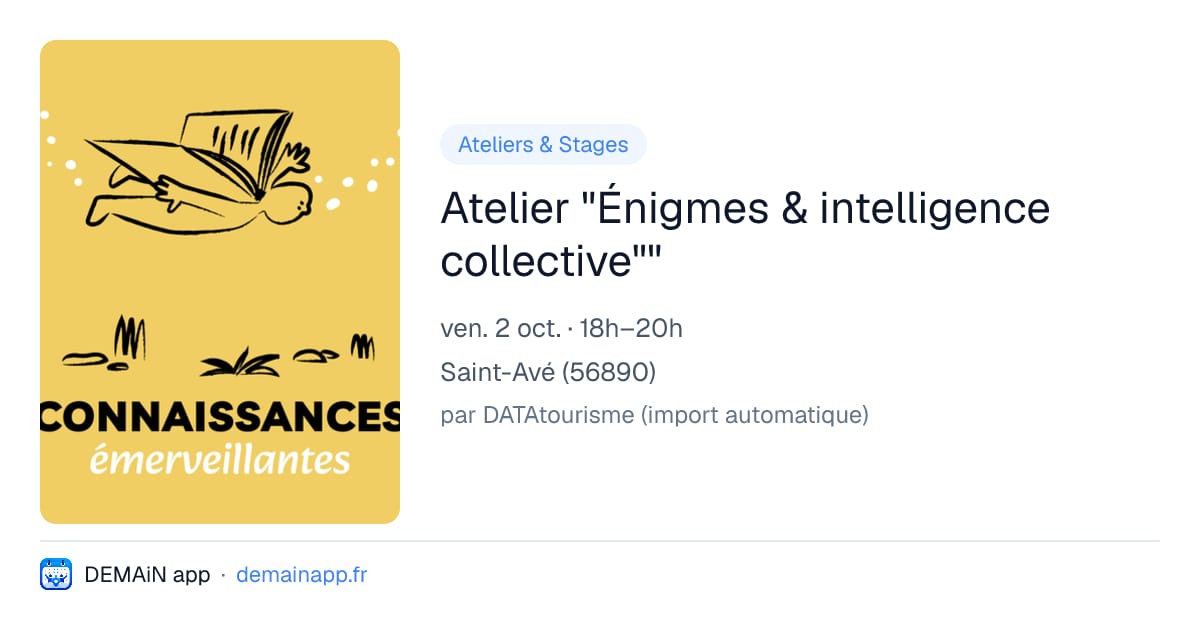 Atelier "Énigmes & intelligence collective"" — Saint-Avé