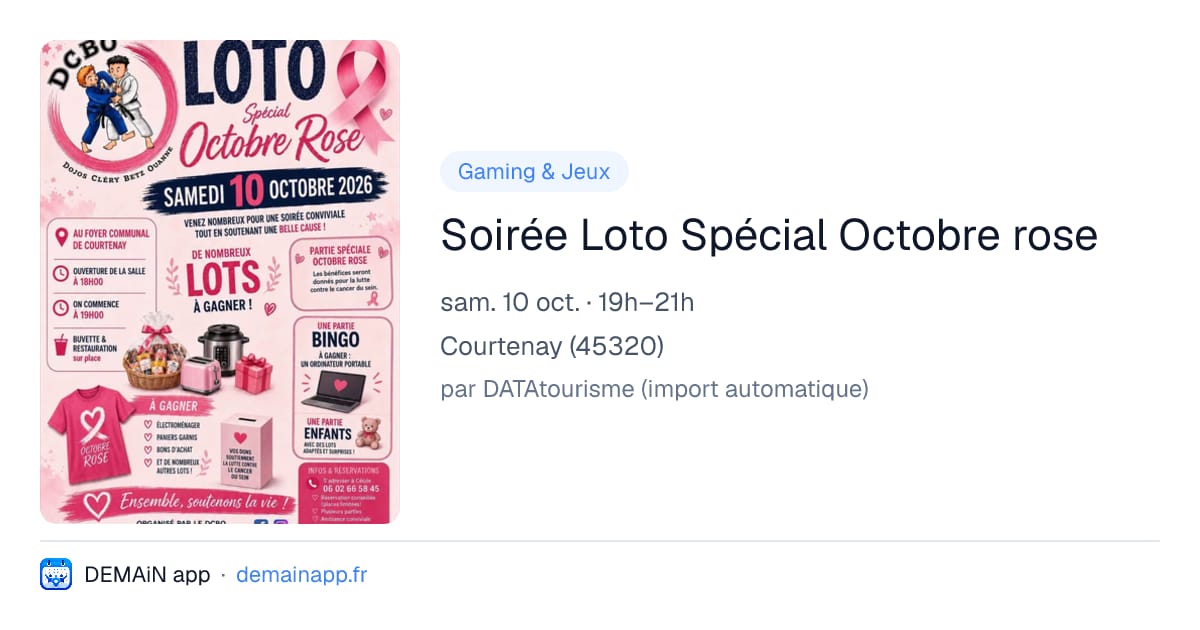 Soirée Loto Spécial Octobre rose — Courtenay