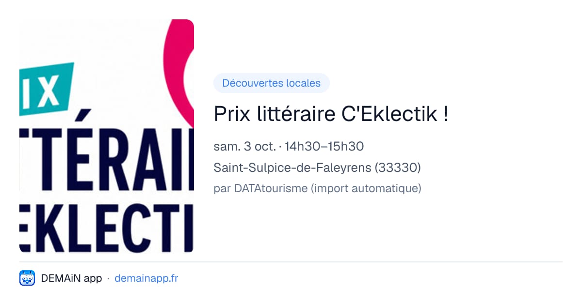 Prix littéraire C'Eklectik ! — Saint-Sulpice-de-Faleyrens