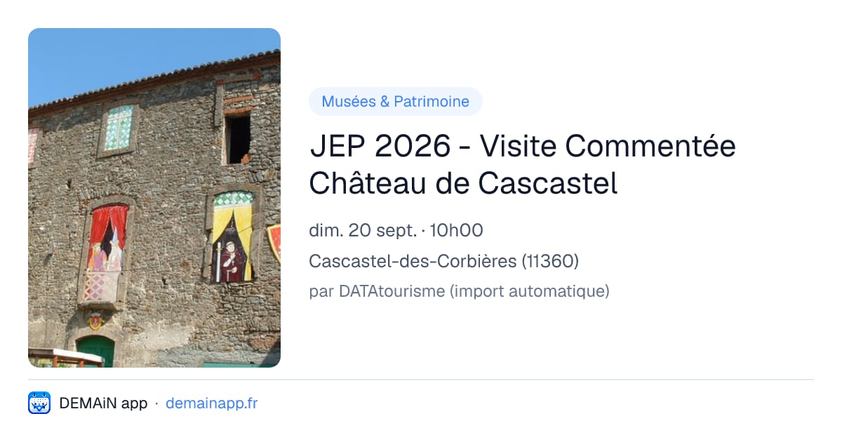 JEP 2026 - Visite Commentée Château de Cascastel — Cascastel-des-Corbières