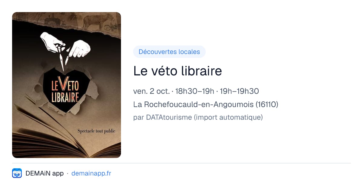 Le véto libraire — La Rochefoucauld-en-Angoumois