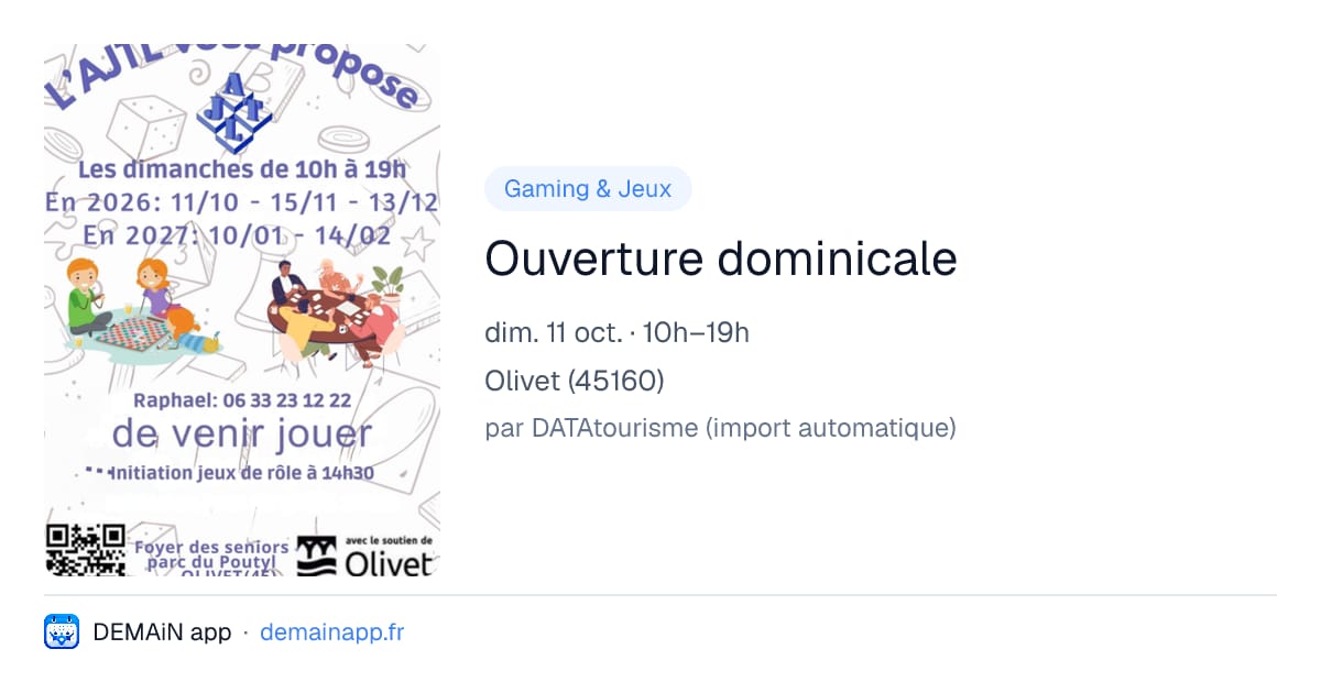 Ouverture dominicale — Olivet