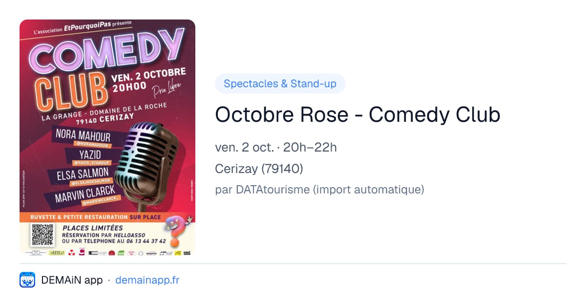 Octobre Rose - Comedy Club — Cerizay