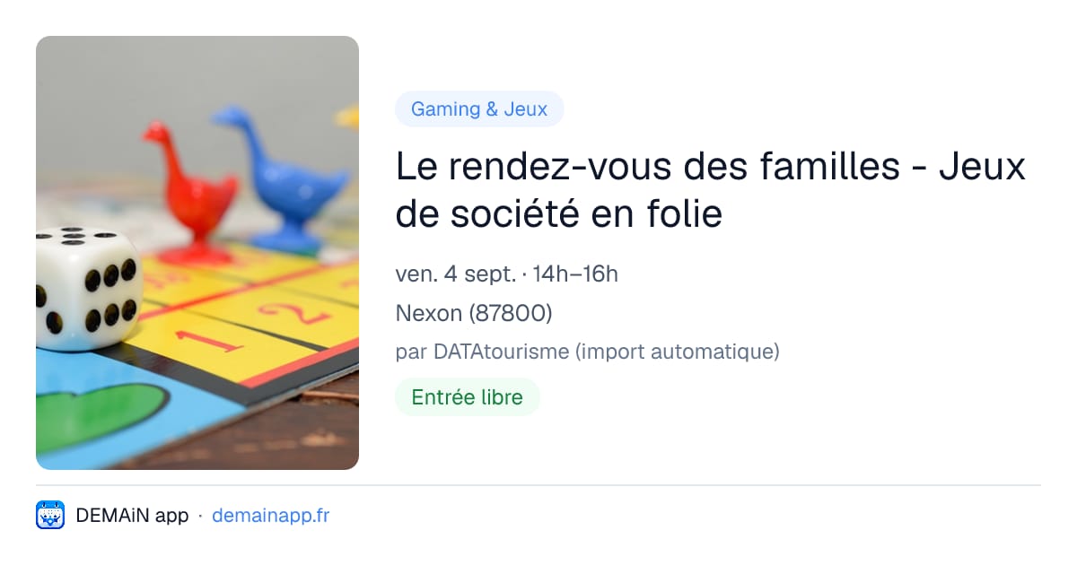 Le rendez-vous des familles - Jeux de société en folie — Nexon