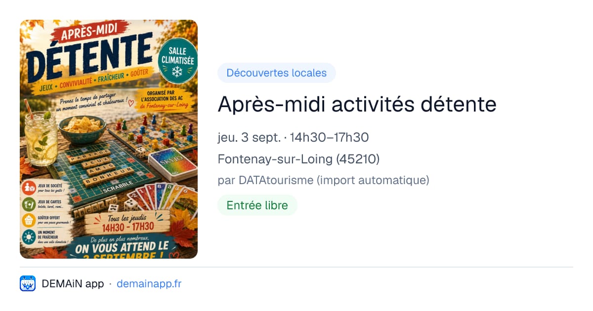 Après-midi activités détente — Fontenay-sur-Loing