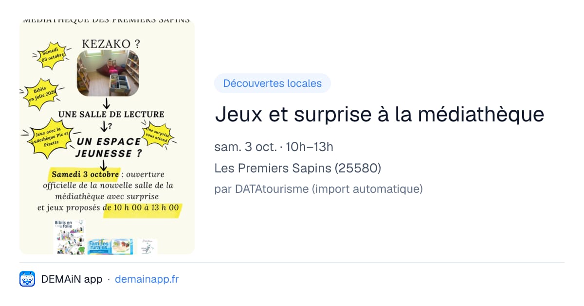 Jeux et surprise à la médiathèque — Les Premiers Sapins