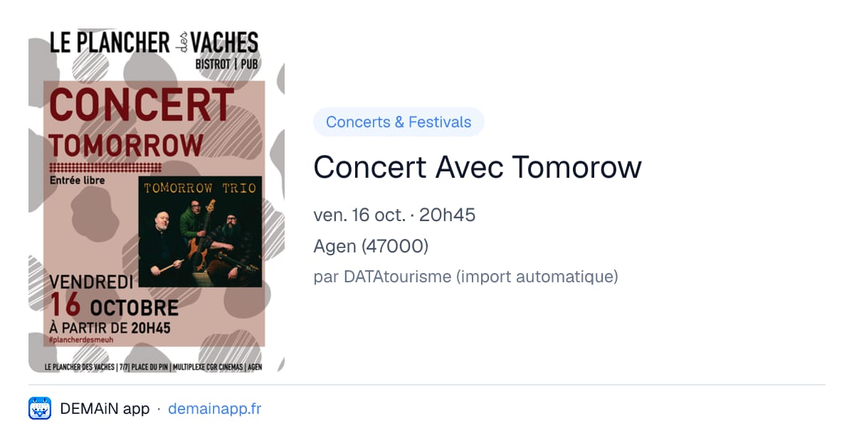 Concert Avec Tomorow — Agen