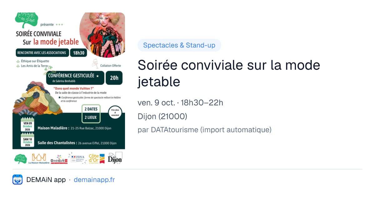 Soirée conviviale sur la mode jetable — Dijon