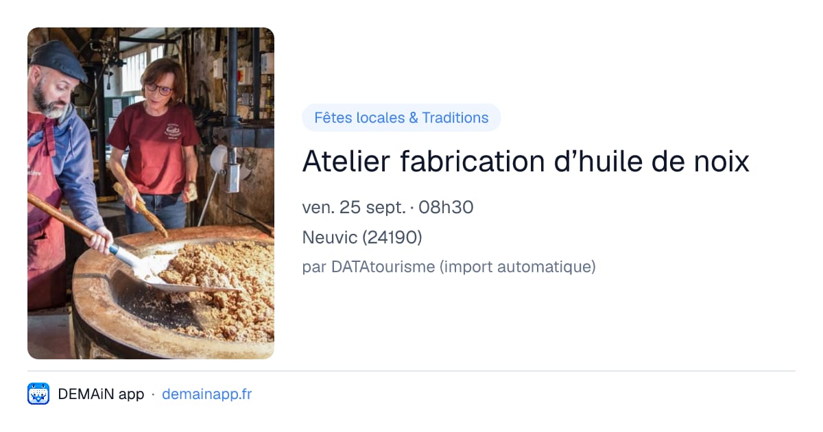 Atelier fabrication d’huile de noix — Neuvic