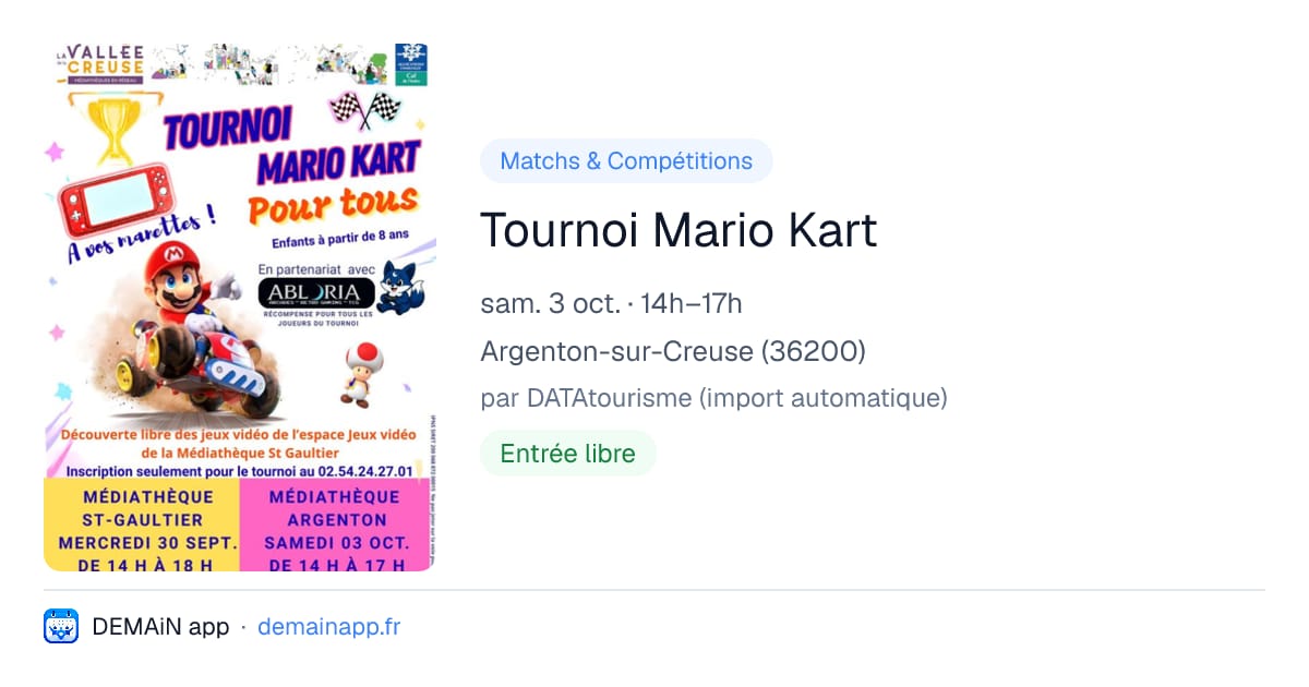 Tournoi Mario Kart — Argenton-sur-Creuse