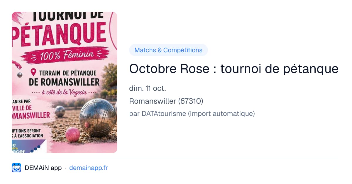 Octobre Rose : tournoi de pétanque — Romanswiller