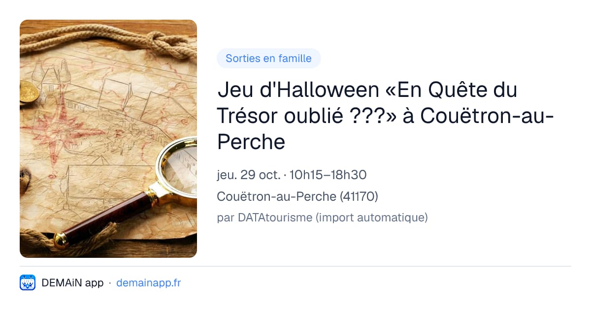 Jeu d'Halloween «En Quête du Trésor oublié ???» à Couëtron-au-Perche — Couëtron-au-Perche