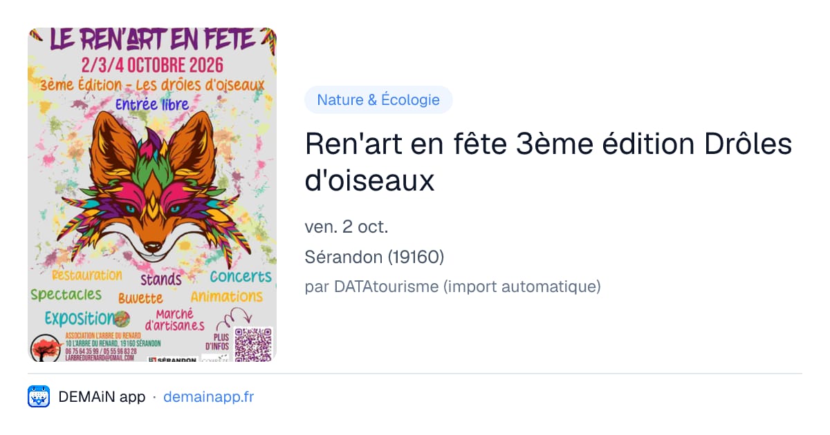 Ren'art en fête 3ème édition Drôles d'oiseaux — Sérandon