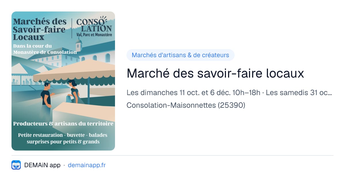 Marché des savoir-faire locaux — Consolation-Maisonnettes