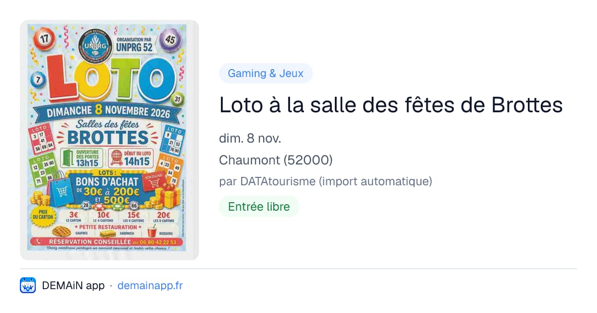 Loto à la salle des fêtes de Brottes — Chaumont