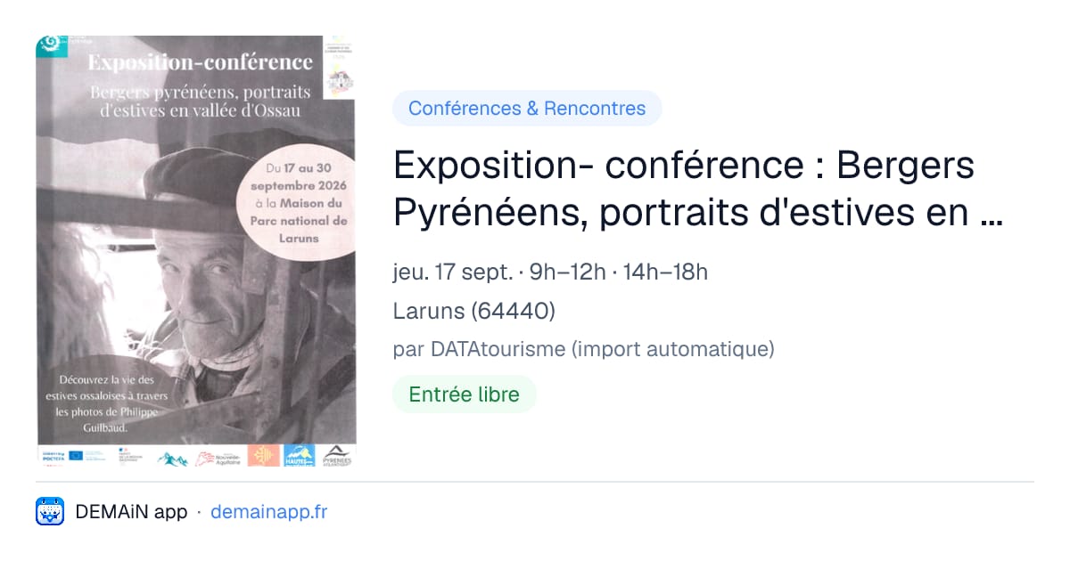Exposition- conférence : Bergers Pyrénéens, portraits d'estives en Vallée d'Ossau — Laruns