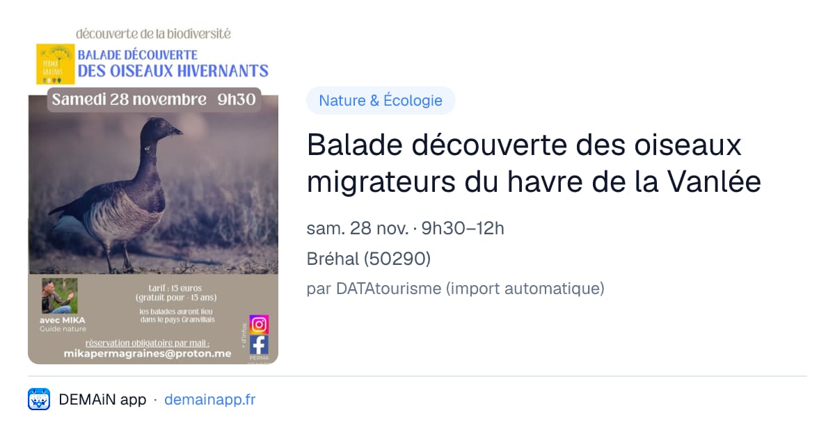 Balade découverte des oiseaux migrateurs du havre de la Vanlée — Bréhal