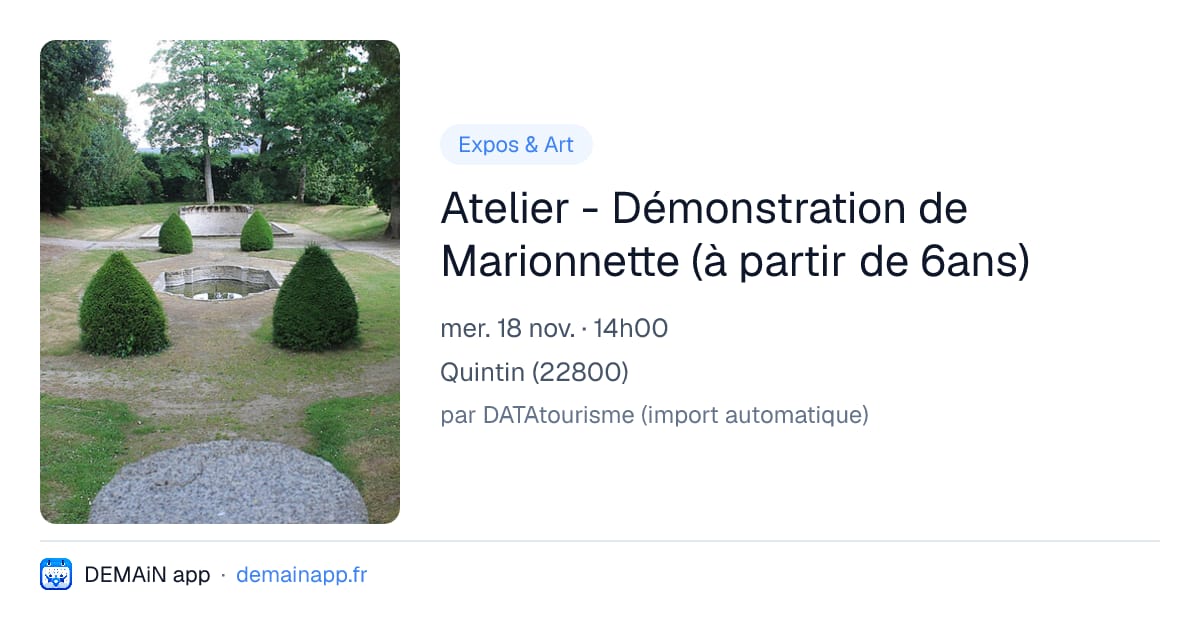 Atelier - Démonstration de Marionnette (à partir de 6ans) — Quintin