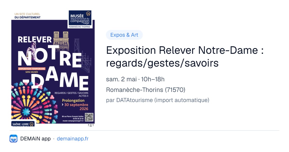 Exposition Relever Notre-Dame : regards/gestes/savoirs — Romanèche-Thorins