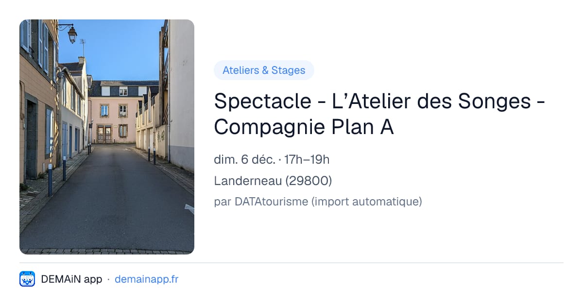 Spectacle - L’Atelier des Songes - Compagnie Plan A — Landerneau