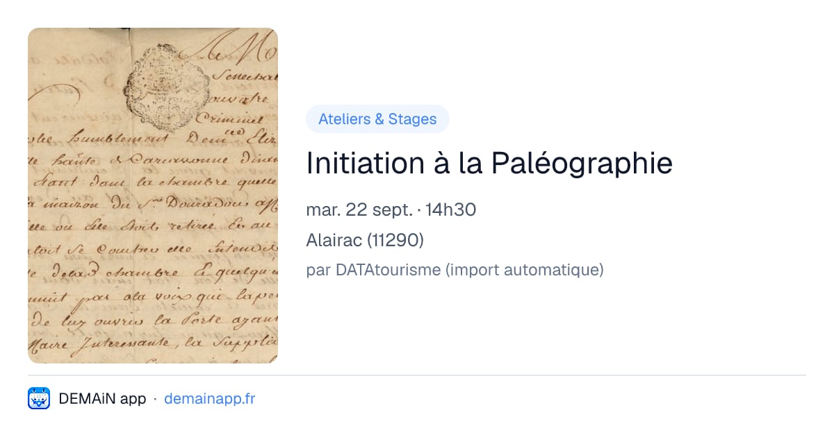 Initiation à la Paléographie — Alairac