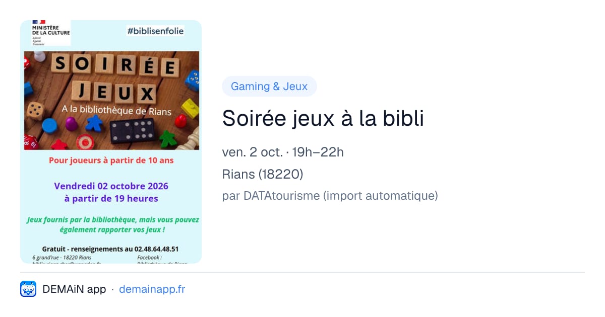 Soirée jeux à la bibli — Rians