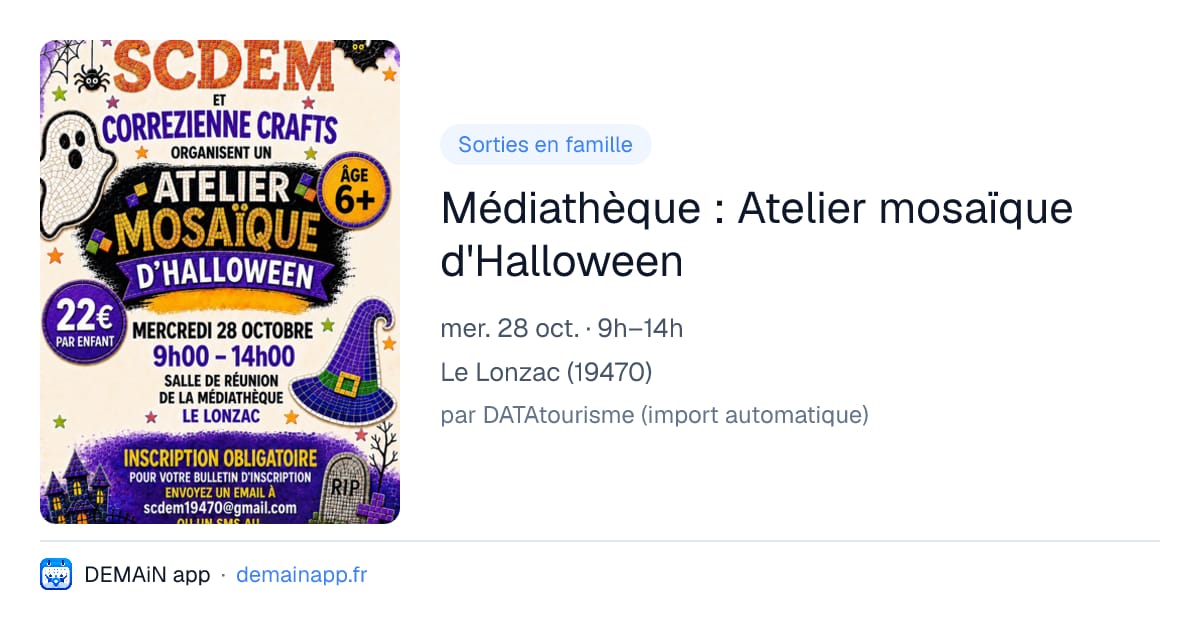 Médiathèque : Atelier mosaïque d'Halloween — Le Lonzac