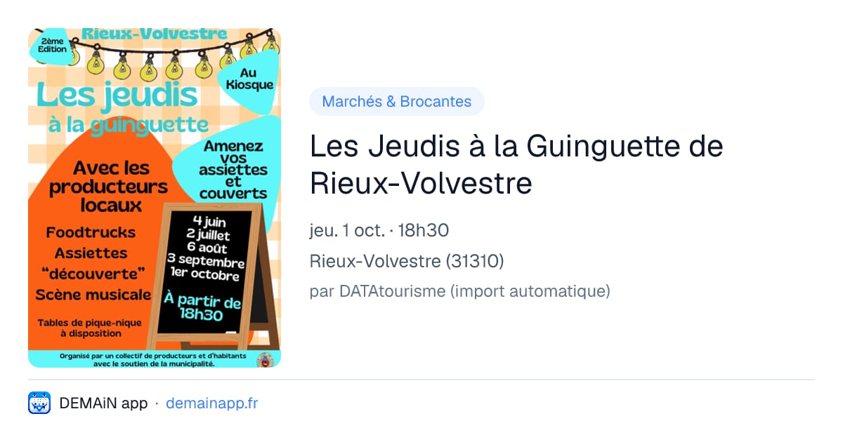 Les Jeudis à la Guinguette de Rieux-Volvestre — Rieux-Volvestre