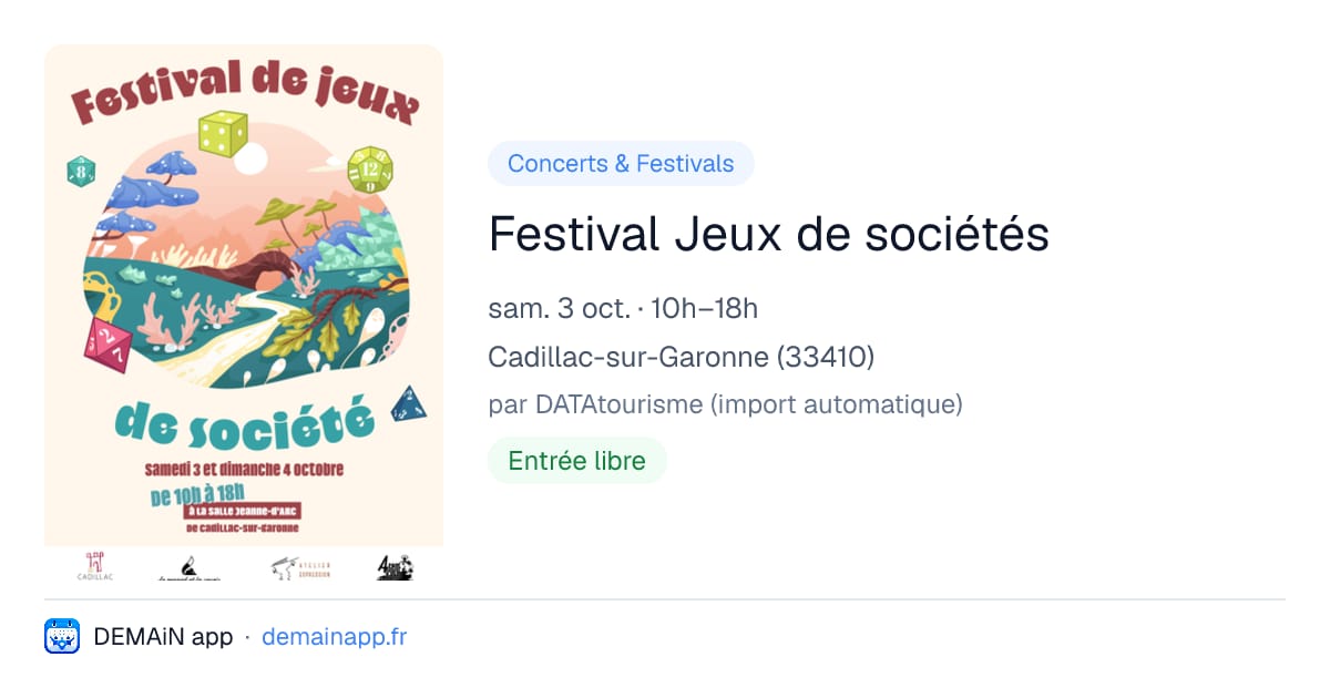 Festival Jeux de sociétés — Cadillac-sur-Garonne