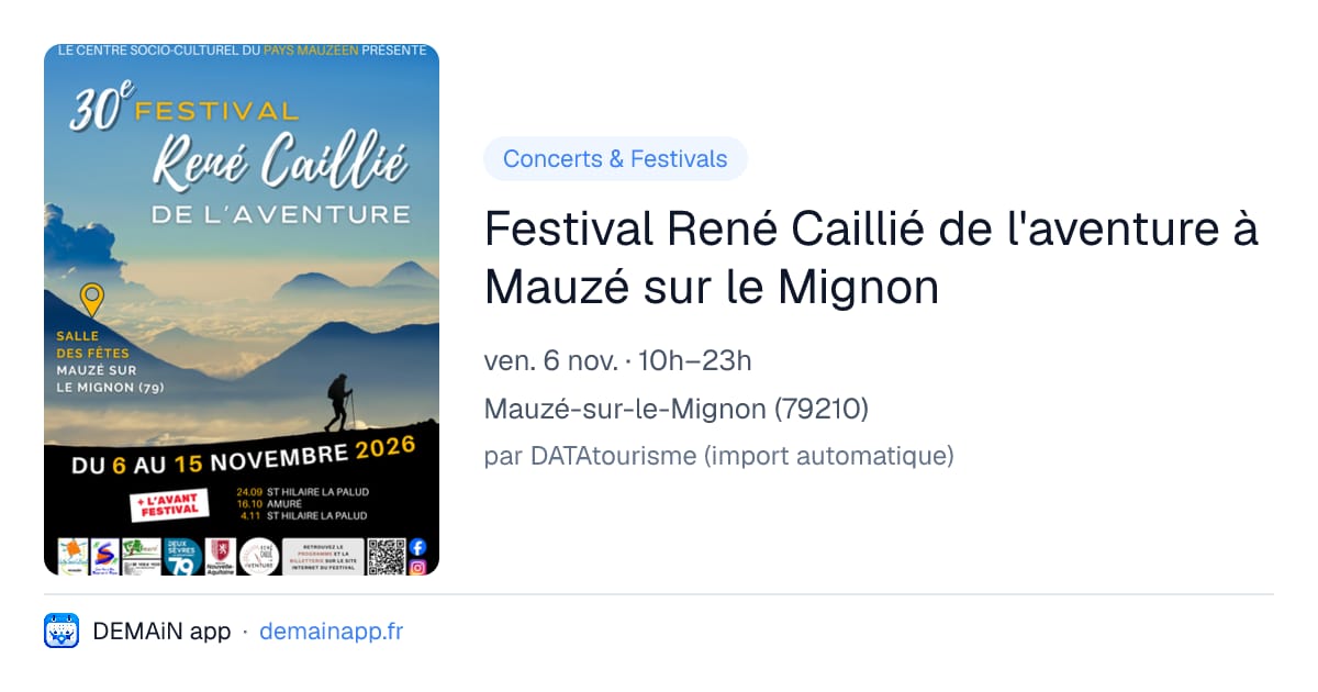 Festival René Caillié de l'aventure à Mauzé sur le Mignon — Mauzé-sur-le-Mignon